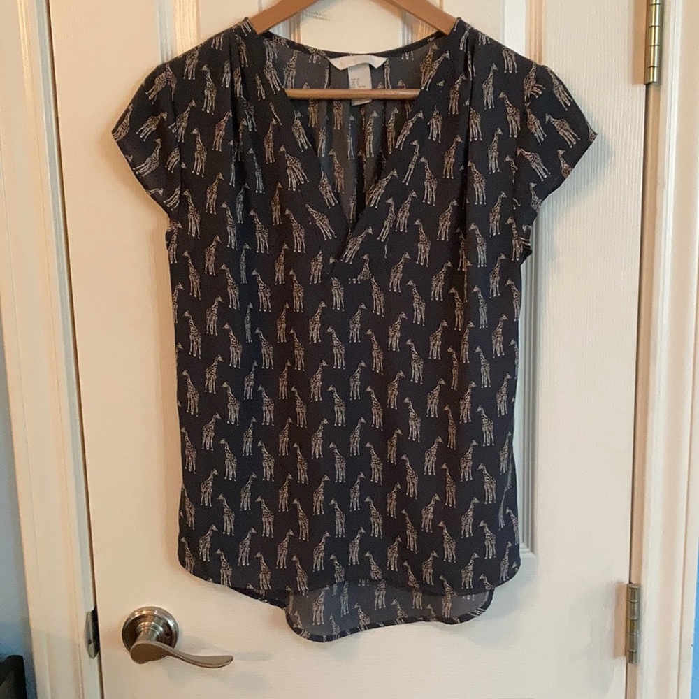 H&M giraffe print blouse, size 2